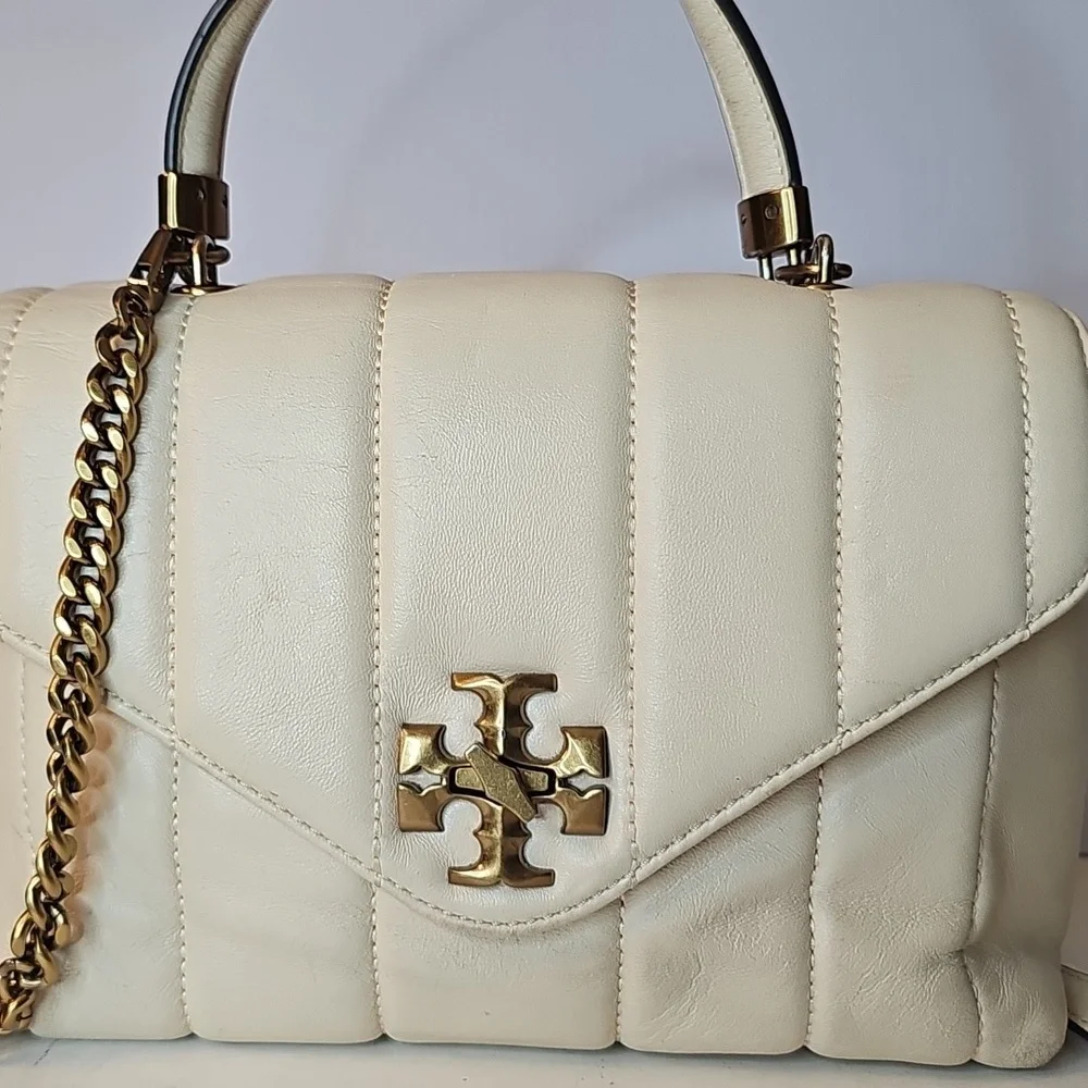 Tory Burch Kira Quilted Satchel Leather Wirh Crossbody Strap Cream